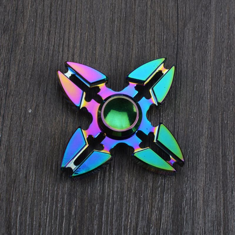 4 Point Rainbow Aluminium Fidget Hand Spinner Finger Leke Edc Focus Barn Voksen