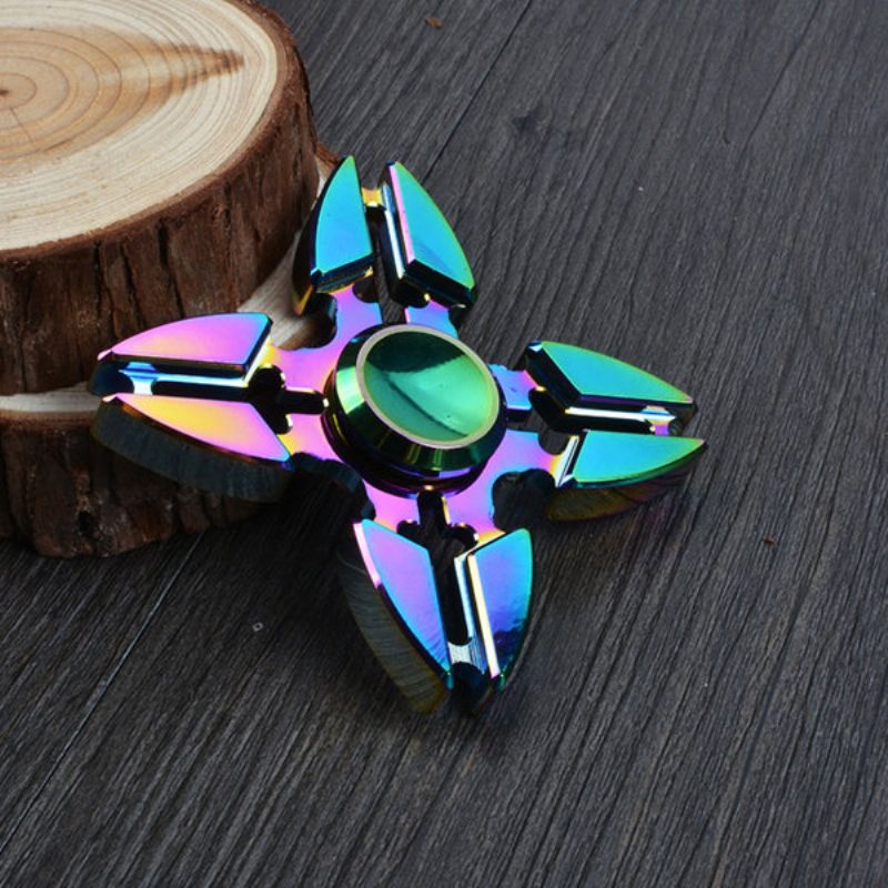 4 Point Rainbow Aluminium Fidget Hand Spinner Finger Leke Edc Focus Barn Voksen