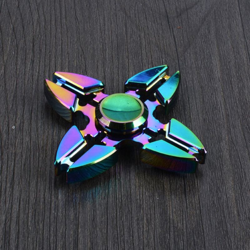 4 Point Rainbow Aluminium Fidget Hand Spinner Finger Leke Edc Focus Barn Voksen