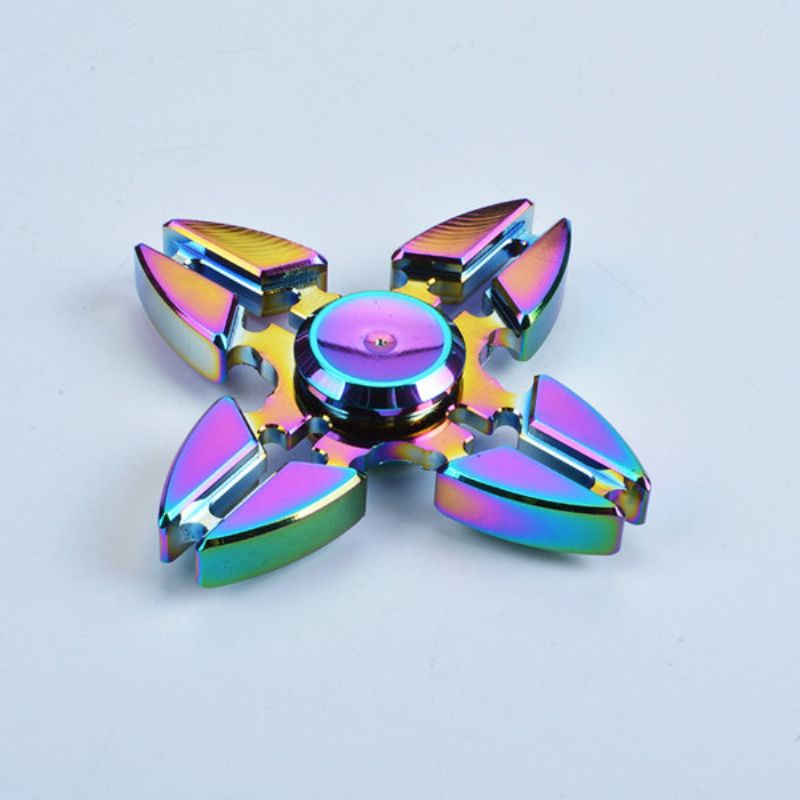 4 Point Rainbow Aluminium Fidget Hand Spinner Finger Leke Edc Focus Barn Voksen