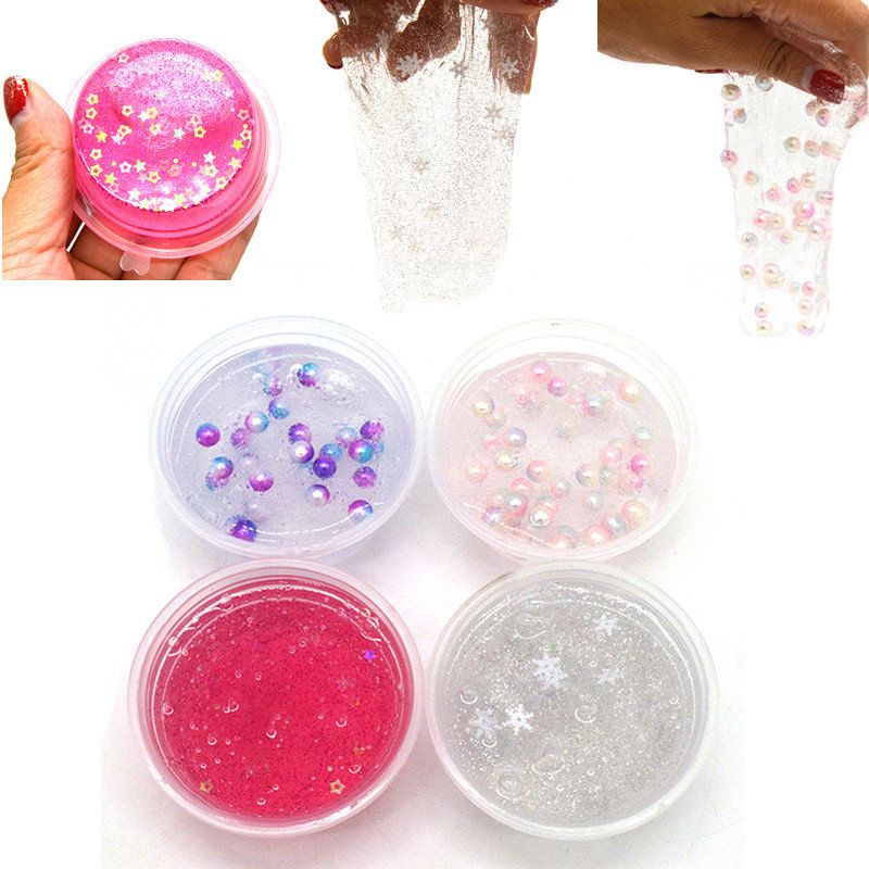 4 Stk Kiibru Slime Pearl Star Glitter Simulert Crystal Mud Jelly Plasticine Stress Relief Gift Leke