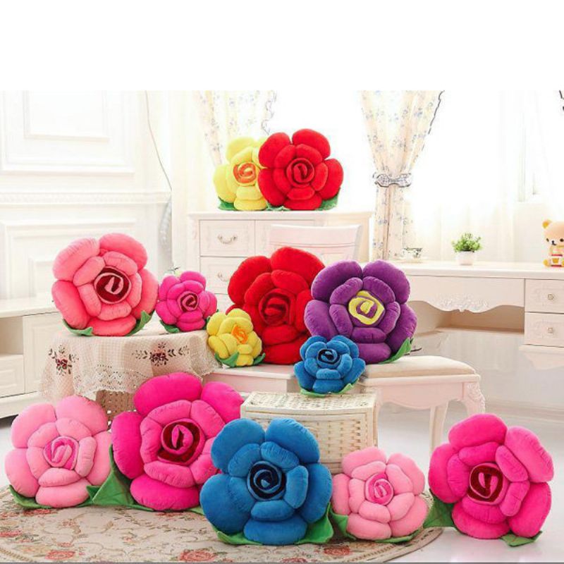 40 cm 3d Fargerike Rose Blomster Putepute Plysj Sofa Bil Kontor Ryggpute Valentinsgave