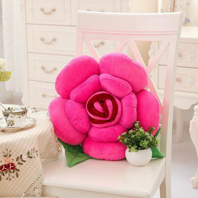 40 cm 3d Fargerike Rose Blomster Putepute Plysj Sofa Bil Kontor Ryggpute Valentinsgave