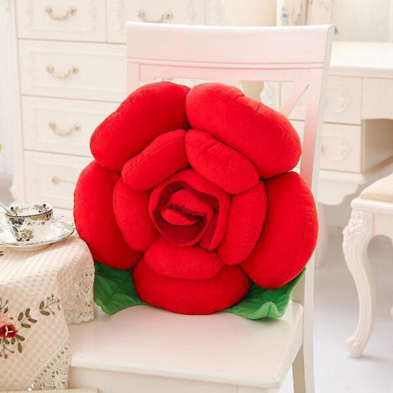 40 cm 3d Fargerike Rose Blomster Putepute Plysj Sofa Bil Kontor Ryggpute Valentinsgave