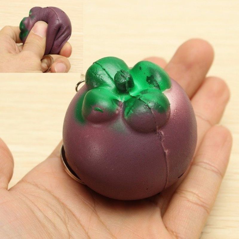 5.5 cm Squishy Mangosteen Tropical Fruit 5.5*5 cm Nøkkelring Telefonveske Stropp Anheng Gave