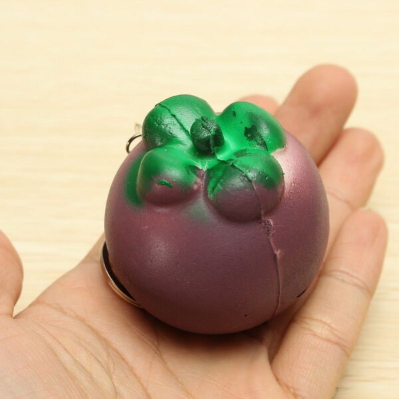 5.5 cm Squishy Mangosteen Tropical Fruit 5.5*5 cm Nøkkelring Telefonveske Stropp Anheng Gave