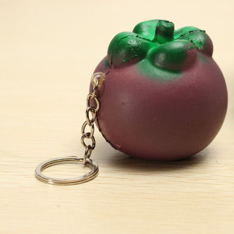 5.5 cm Squishy Mangosteen Tropical Fruit 5.5*5 cm Nøkkelring Telefonveske Stropp Anheng Gave