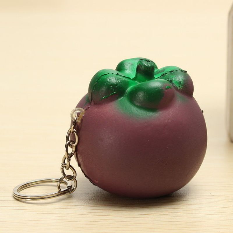 5.5 cm Squishy Mangosteen Tropical Fruit 5.5*5 cm Nøkkelring Telefonveske Stropp Anheng Gave