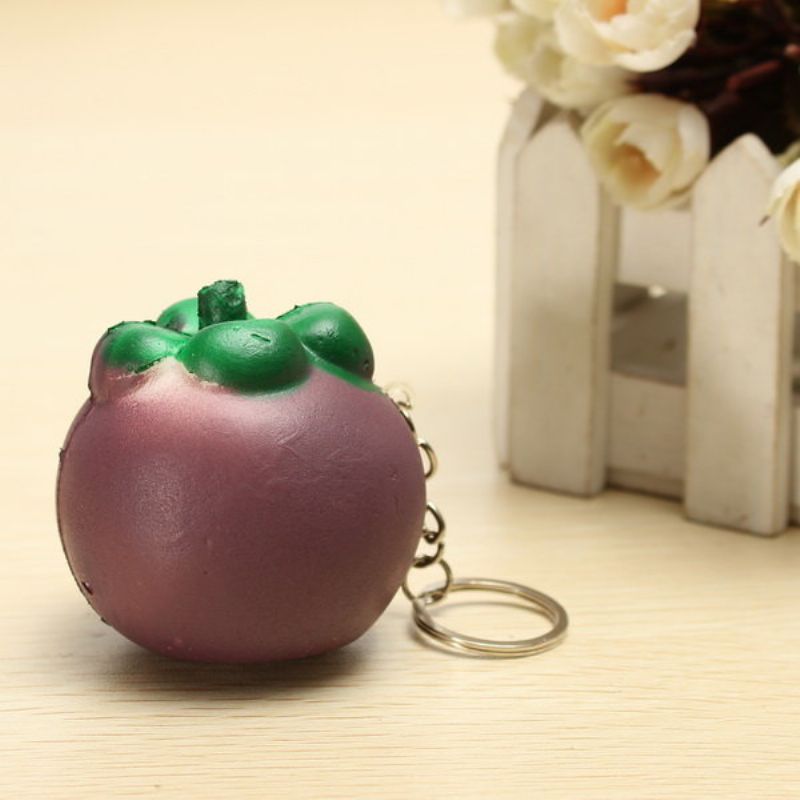 5.5 cm Squishy Mangosteen Tropical Fruit 5.5*5 cm Nøkkelring Telefonveske Stropp Anheng Gave