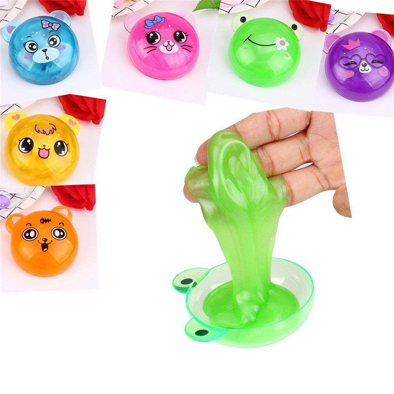 6 Stk Diy Fargerike Dyr Slime 8 cm Krystall Mud Kitt Plasticine Blåse Boble Lekegave Gave