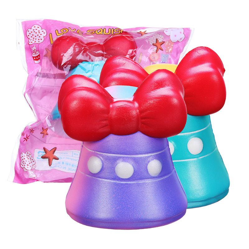 Bow-knot Bell Squishy Jumbo Sakte Stigende Myk Leketøy Gavesamling Med Emballasje