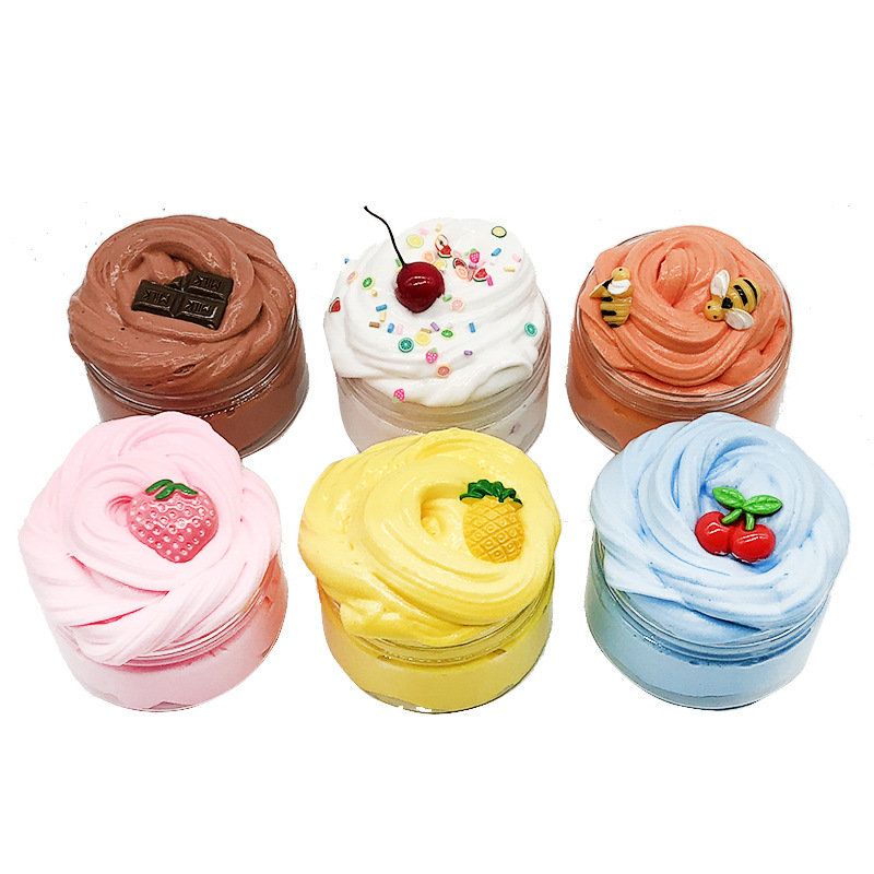 Diy Fruit Slime Fluffy Cotton Mud Flerfarget Cup Cake Clay 100 Ml