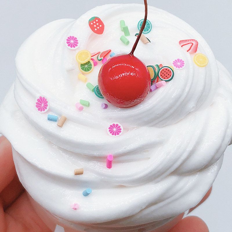 Diy Fruit Slime Fluffy Cotton Mud Flerfarget Cup Cake Clay 100 Ml