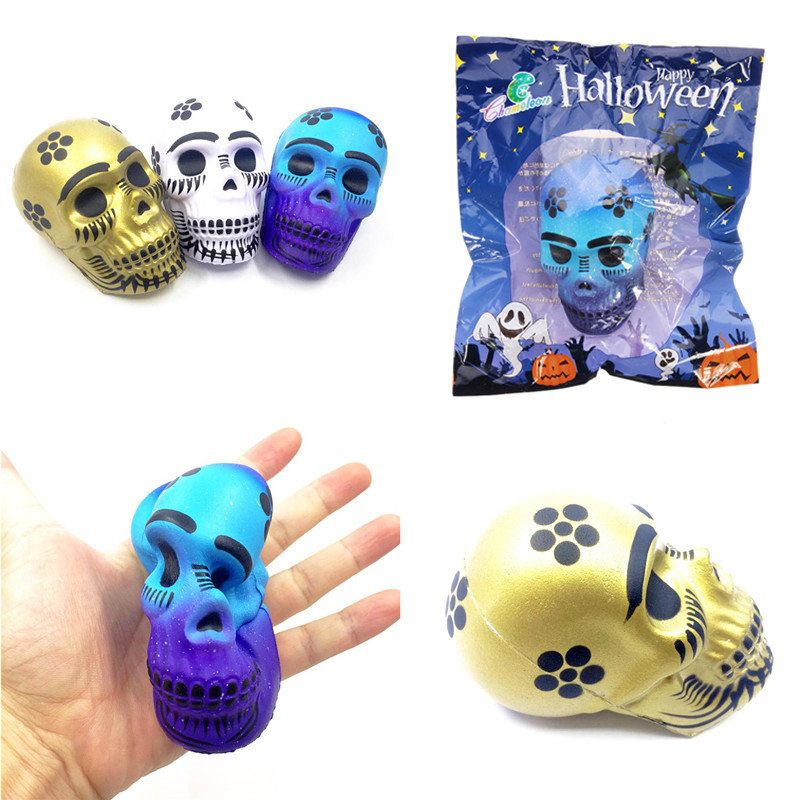 Kameleon Squishy Hodeskalle Skjeletthode 10 cm Halloween-dekor Sakte Stigende Med Emballasje Gaveleke