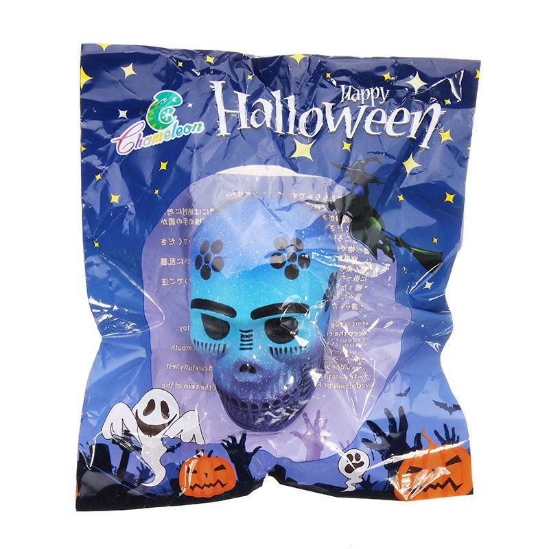 Kameleon Squishy Hodeskalle Skjeletthode 10 cm Halloween-dekor Sakte Stigende Med Emballasje Gaveleke