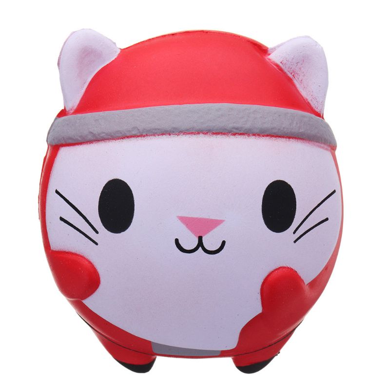 Kawaii Christmas Cat Squishy Myk Sakte Stigende Med Emballasjesamling Gaveleketøy