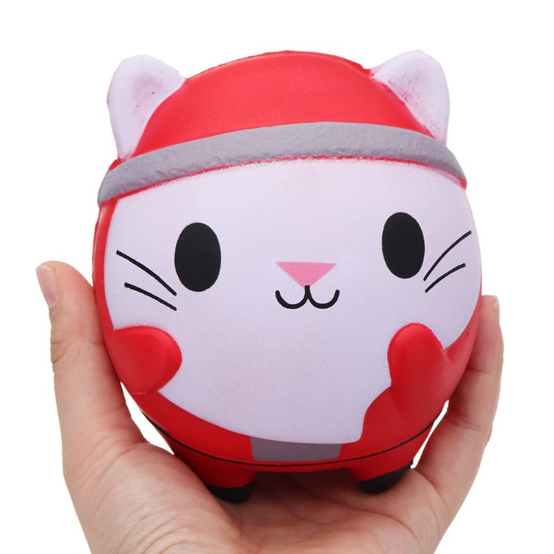 Kawaii Christmas Cat Squishy Myk Sakte Stigende Med Emballasjesamling Gaveleketøy