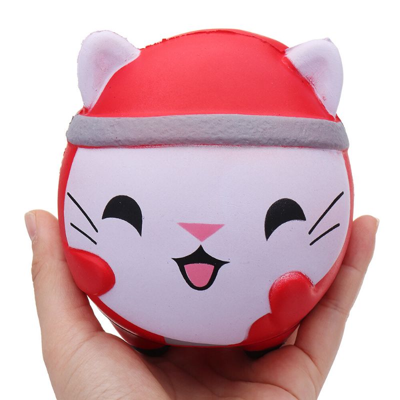 Kawaii Christmas Cat Squishy Myk Sakte Stigende Med Emballasjesamling Gaveleketøy