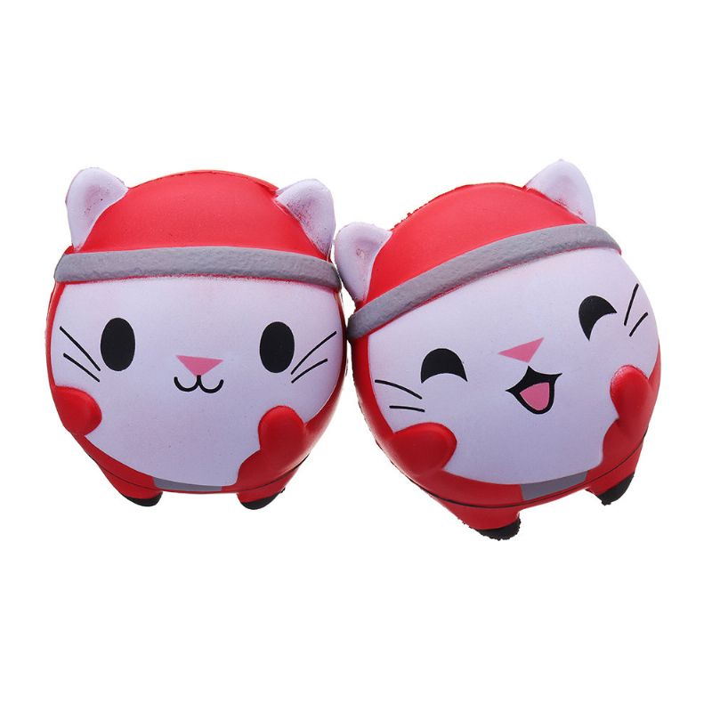 Kawaii Christmas Cat Squishy Myk Sakte Stigende Med Emballasjesamling Gaveleketøy