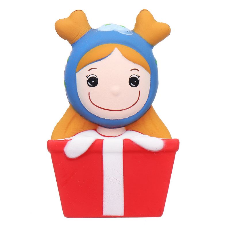 Kawaii Christmas Elk Girl Squishy Slow Rising Myk Leketøy Gavesamling Med Emballasje