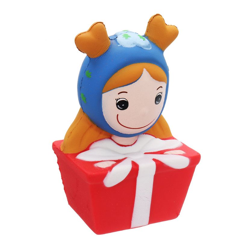 Kawaii Christmas Elk Girl Squishy Slow Rising Myk Leketøy Gavesamling Med Emballasje