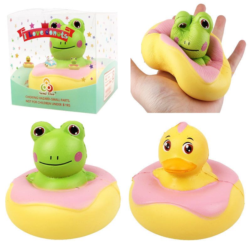 Kawaii Frog Duck Squishy Slow Rising Med Emballasje Collection Gave Myk Leketøy