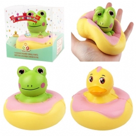 Kawaii Frog Duck Squishy Slow Rising Med Emballasje Collection Gave Myk Leketøy