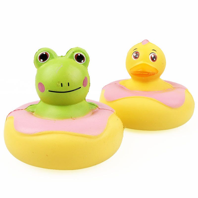 Kawaii Frog Duck Squishy Slow Rising Med Emballasje Collection Gave Myk Leketøy