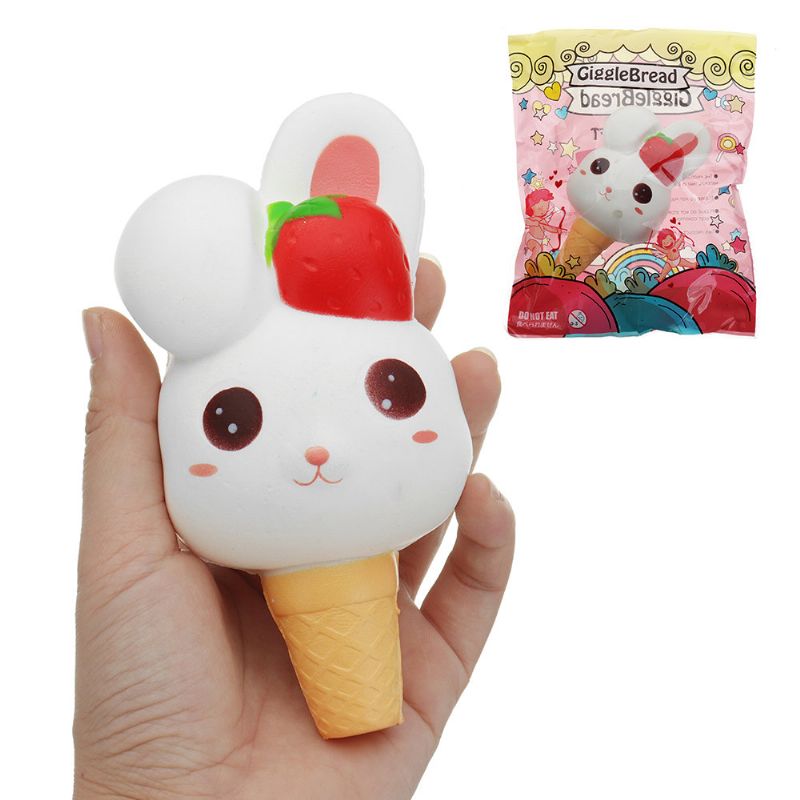 Kawaii Rabbit Ice Cream Squishy Slow Rising Med Emballasje Collection Gift