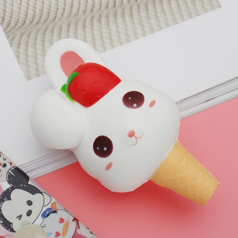 Kawaii Rabbit Ice Cream Squishy Slow Rising Med Emballasje Collection Gift