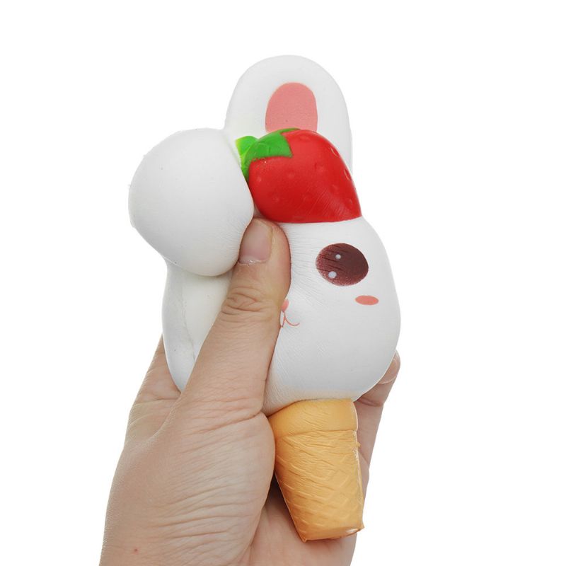 Kawaii Rabbit Ice Cream Squishy Slow Rising Med Emballasje Collection Gift