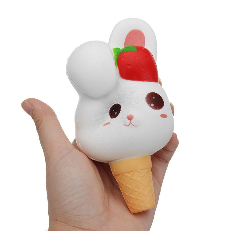 Kawaii Rabbit Ice Cream Squishy Slow Rising Med Emballasje Collection Gift