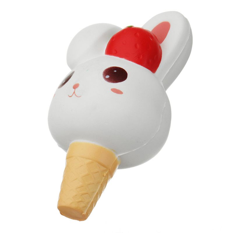 Kawaii Rabbit Ice Cream Squishy Slow Rising Med Emballasje Collection Gift