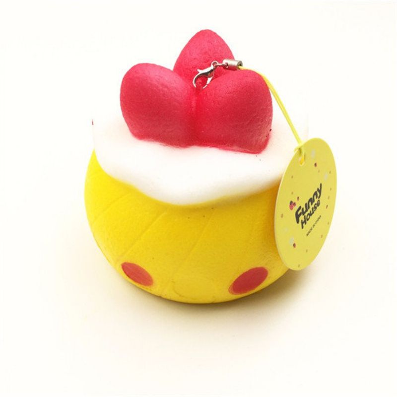 Kawaii Squishy Strawberry Puff Slow Rising Telefonveske Strap Pendent Collection Gaveleke