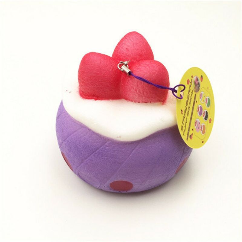 Kawaii Squishy Strawberry Puff Slow Rising Telefonveske Strap Pendent Collection Gaveleke