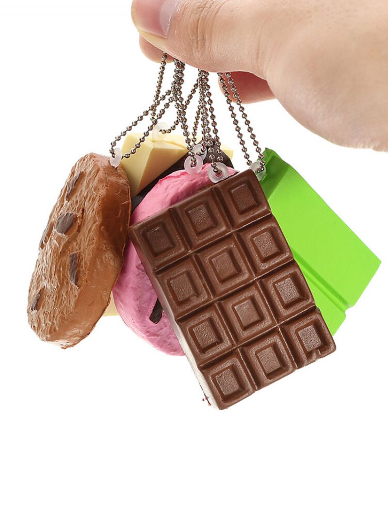 Kawaii Squishy Tag Toys Crack Chocolate Bar Kjeks Cracker Sound Collection Gavedekor Leketøy