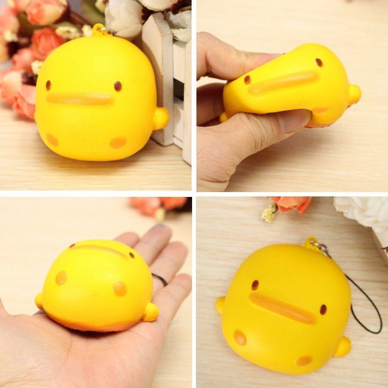 Kawaii Squishy Yellow Duck Myk Søt Telefonveske Strap Leketøy Gave