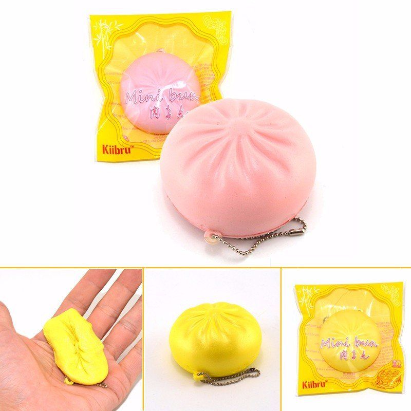 Kiibru Squishy Toy Bun Rosa Gul Kjede Telefonveske Stropp Gavedekor