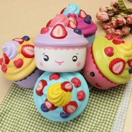 Leilei Squishy Strawberry Frukt Ice Cream Cup Cupcake Slow Rising Original Emballasje Collection Gift