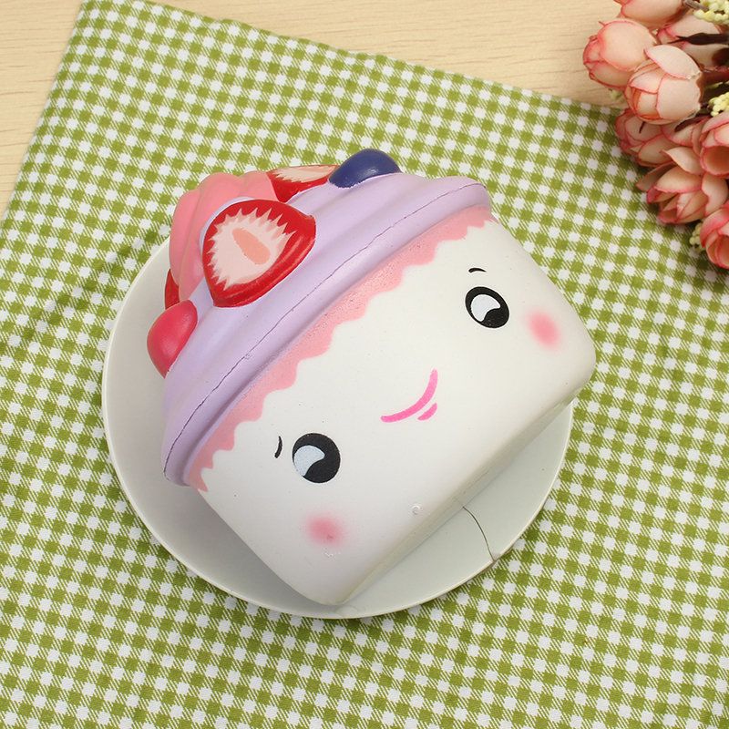 Leilei Squishy Strawberry Frukt Ice Cream Cup Cupcake Slow Rising Original Emballasje Collection Gift