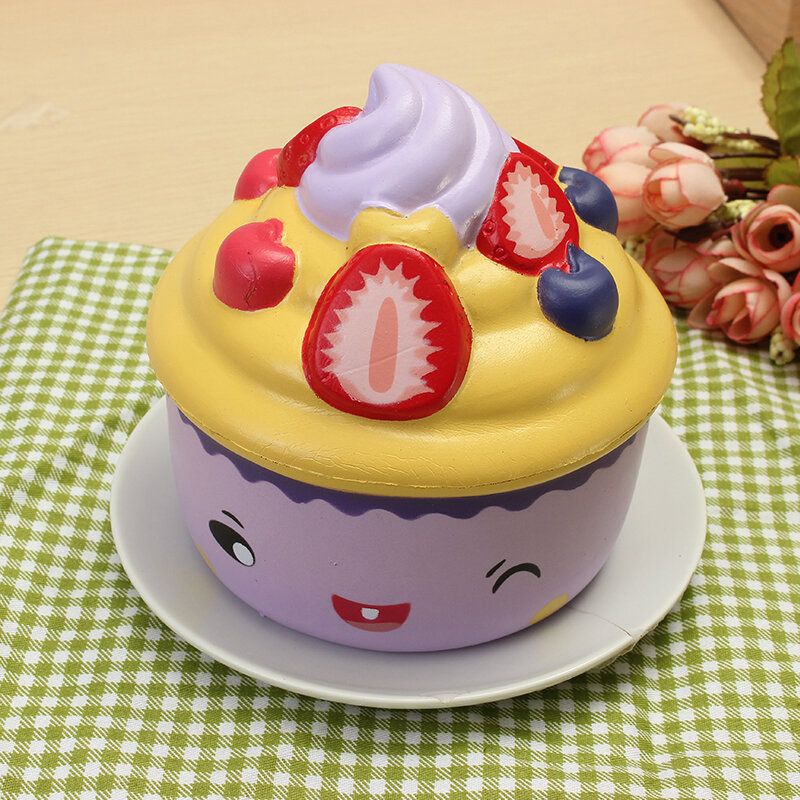 Leilei Squishy Strawberry Frukt Ice Cream Cup Cupcake Slow Rising Original Emballasje Collection Gift