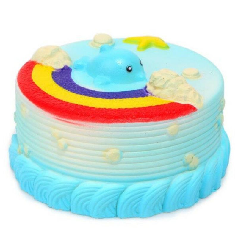 Nei Nei Squishy Jumbo Ocean Rainbow Cake Delfinstjerne Sakte Stigende Originalemballasje Dekor Gaveleketøy