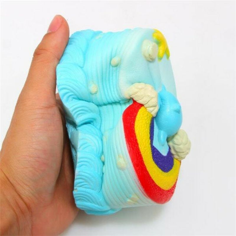 Nei Nei Squishy Jumbo Ocean Rainbow Cake Delfinstjerne Sakte Stigende Originalemballasje Dekor Gaveleketøy