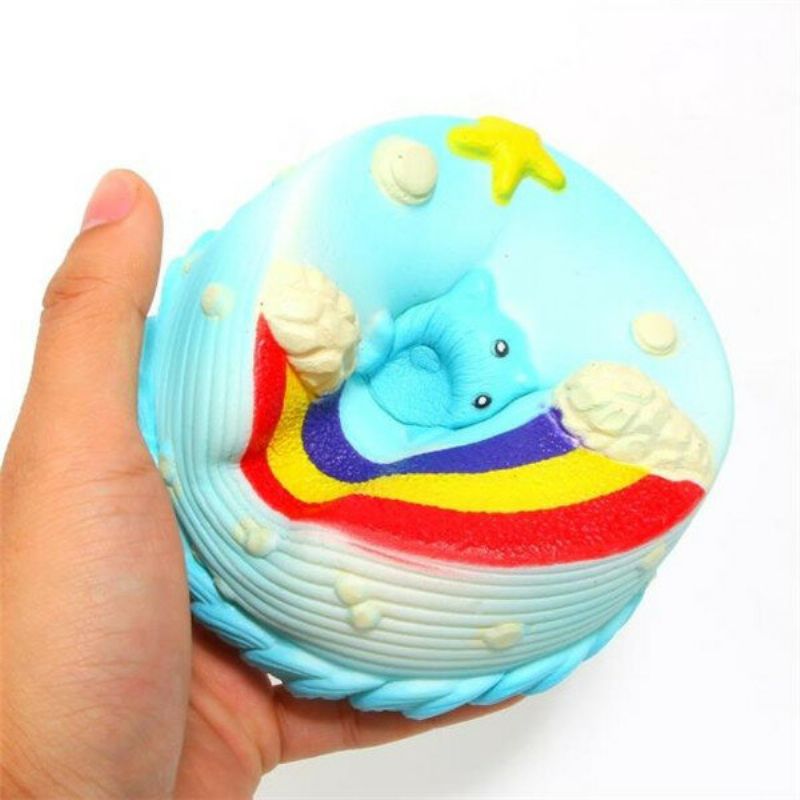 Nei Nei Squishy Jumbo Ocean Rainbow Cake Delfinstjerne Sakte Stigende Originalemballasje Dekor Gaveleketøy