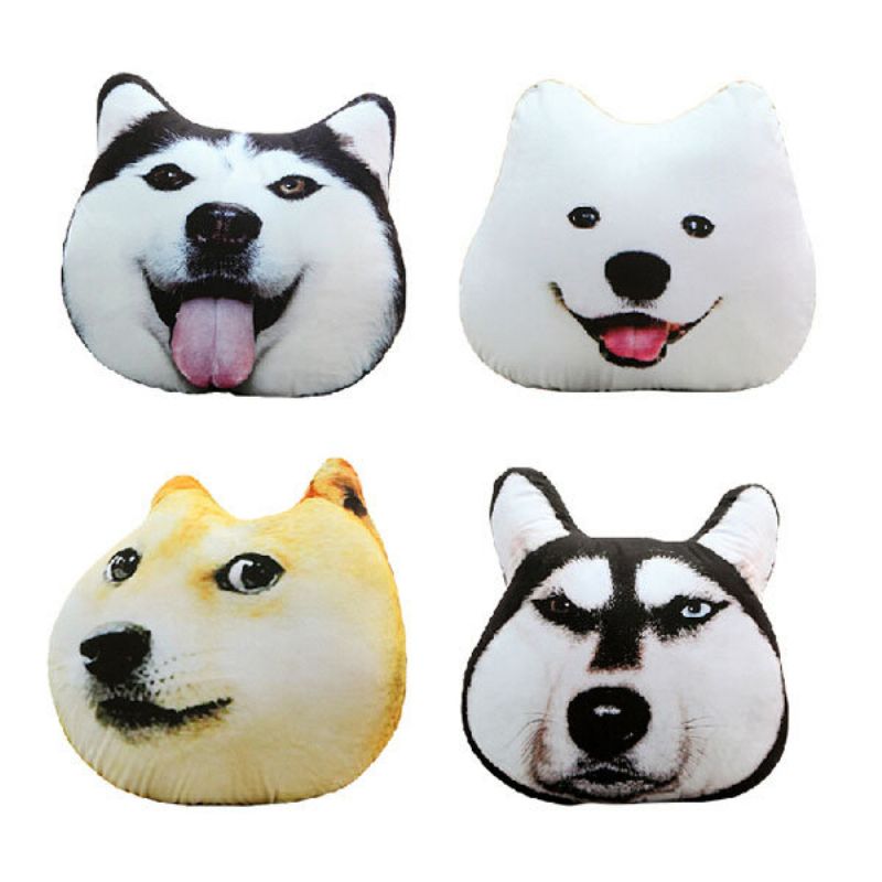 Plysj 3d-trykt Samoyed Husky Doge Putepute Alaska Hundepute