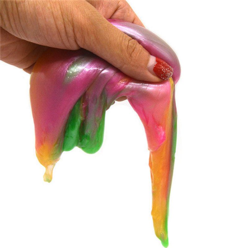 Rainbow Colors Transparent Slime Leker Stress Reliever Clay