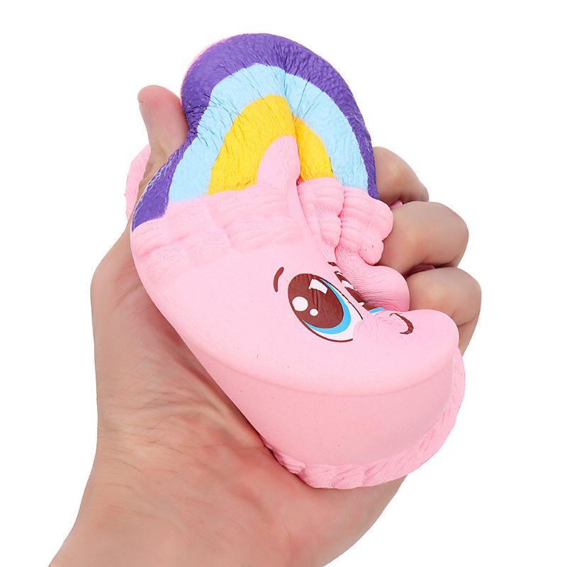 Rainbow Smile Cake Squishy Slow Rising Med Emballasje Collection Gave Myk Leketøy