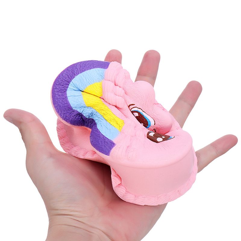 Rainbow Smile Cake Squishy Slow Rising Med Emballasje Collection Gave Myk Leketøy