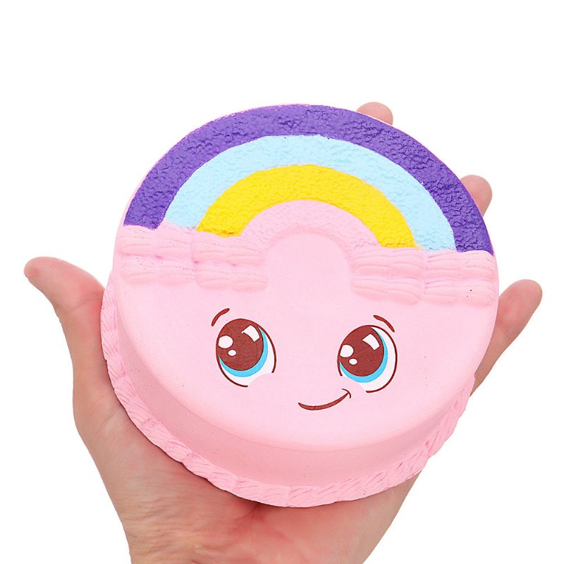 Rainbow Smile Cake Squishy Slow Rising Med Emballasje Collection Gave Myk Leketøy