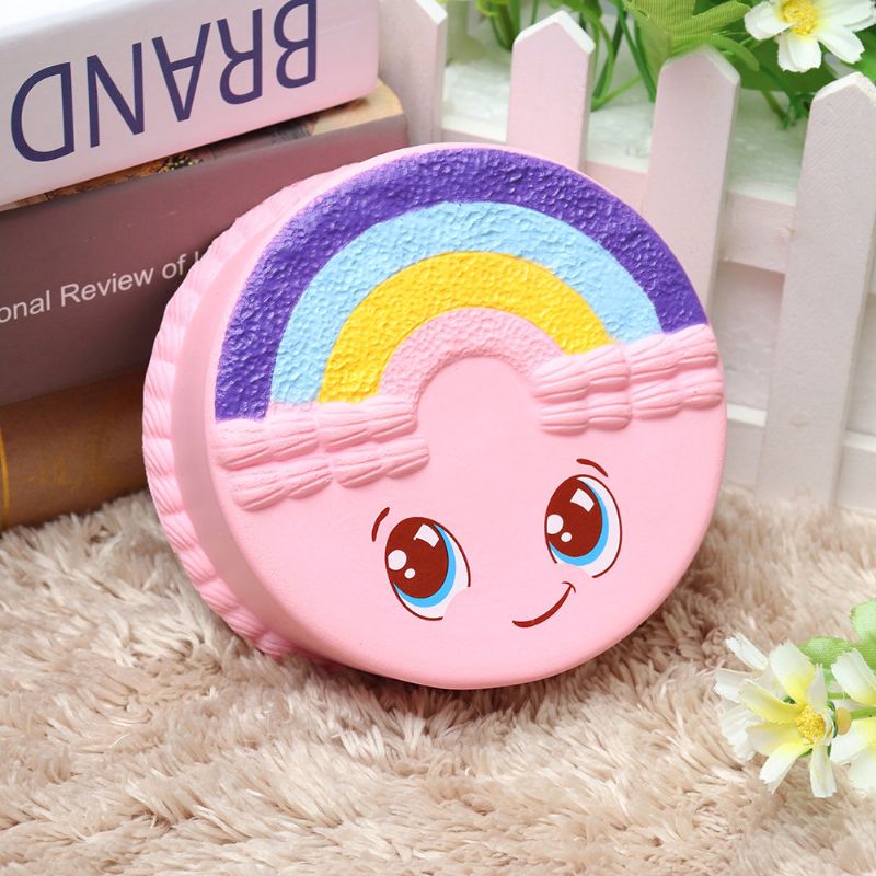 Rainbow Smile Cake Squishy Slow Rising Med Emballasje Collection Gave Myk Leketøy